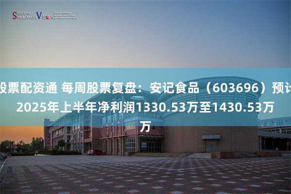 股票配资通 每周股票复盘：安记食品（603696）预计2025年上半年净利润1330.53万至1430.53万