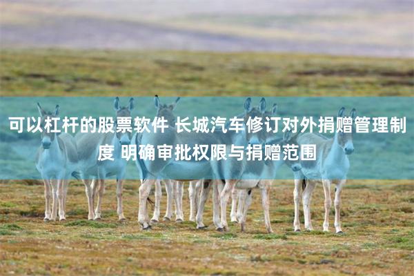 可以杠杆的股票软件 长城汽车修订对外捐赠管理制度 明确审批权限与捐赠范围