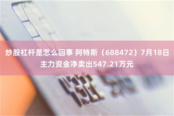 炒股杠杆是怎么回事 阿特斯（688472）7月18日主力资金净卖出547.21万元