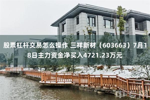 股票杠杆交易怎么操作 三祥新材（603663）7月18日主力资金净买入4721.23万元