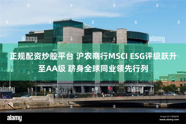 正规配资炒股平台 沪农商行MSCI ESG评级跃升至AA级 跻身全球同业领先行列