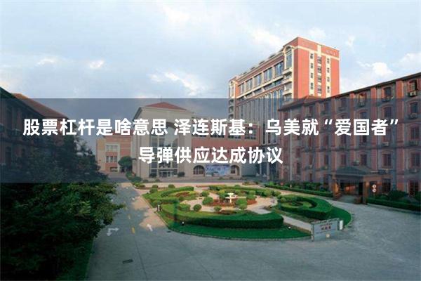 股票杠杆是啥意思 泽连斯基：乌美就“爱国者”导弹供应达成协议