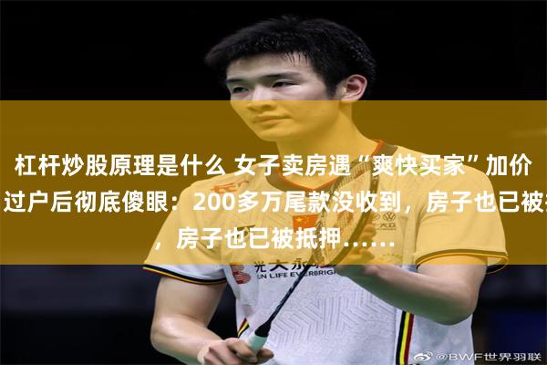 杠杆炒股原理是什么 女子卖房遇“爽快买家”加价20万元，过户后彻底傻眼：200多万尾款没收到，房子也已被抵押……